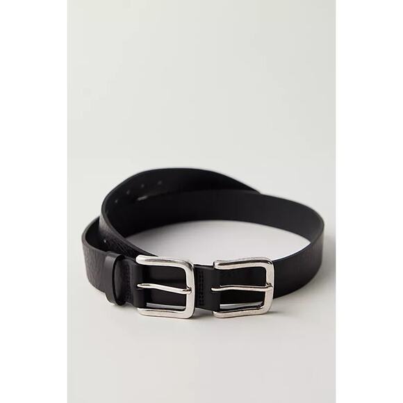 NWT Free People Sabo Double Buckle Belt in Black size S/M - Picture 1 of 6